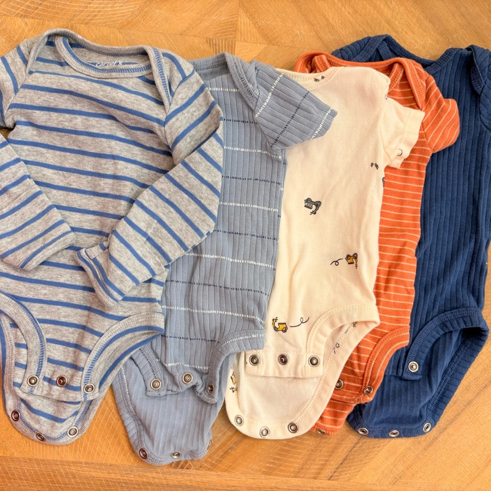Carter's Blue and Orange Striped Bodysuit Set